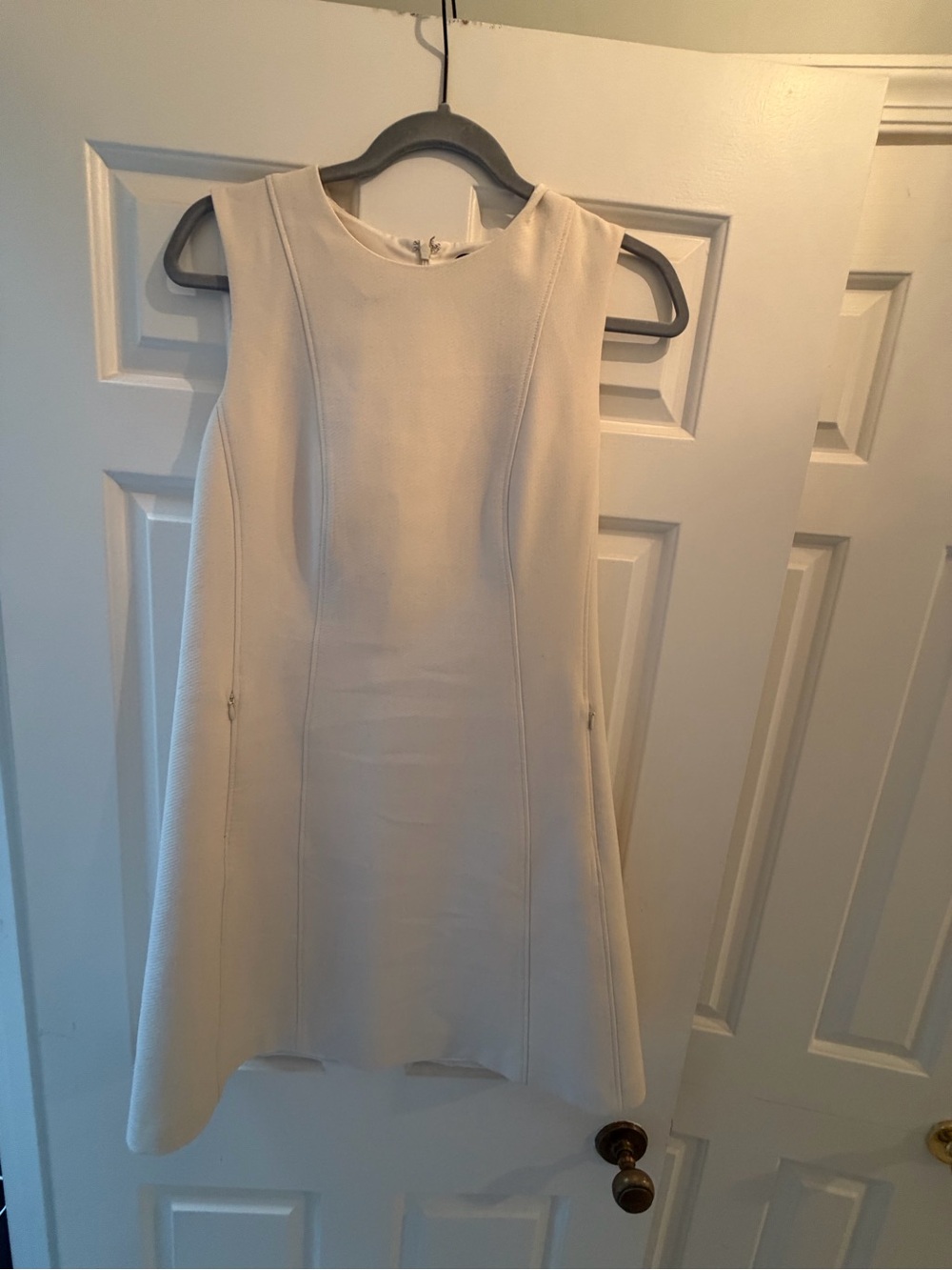 Theory Cream Sleeveless A-Line Dress